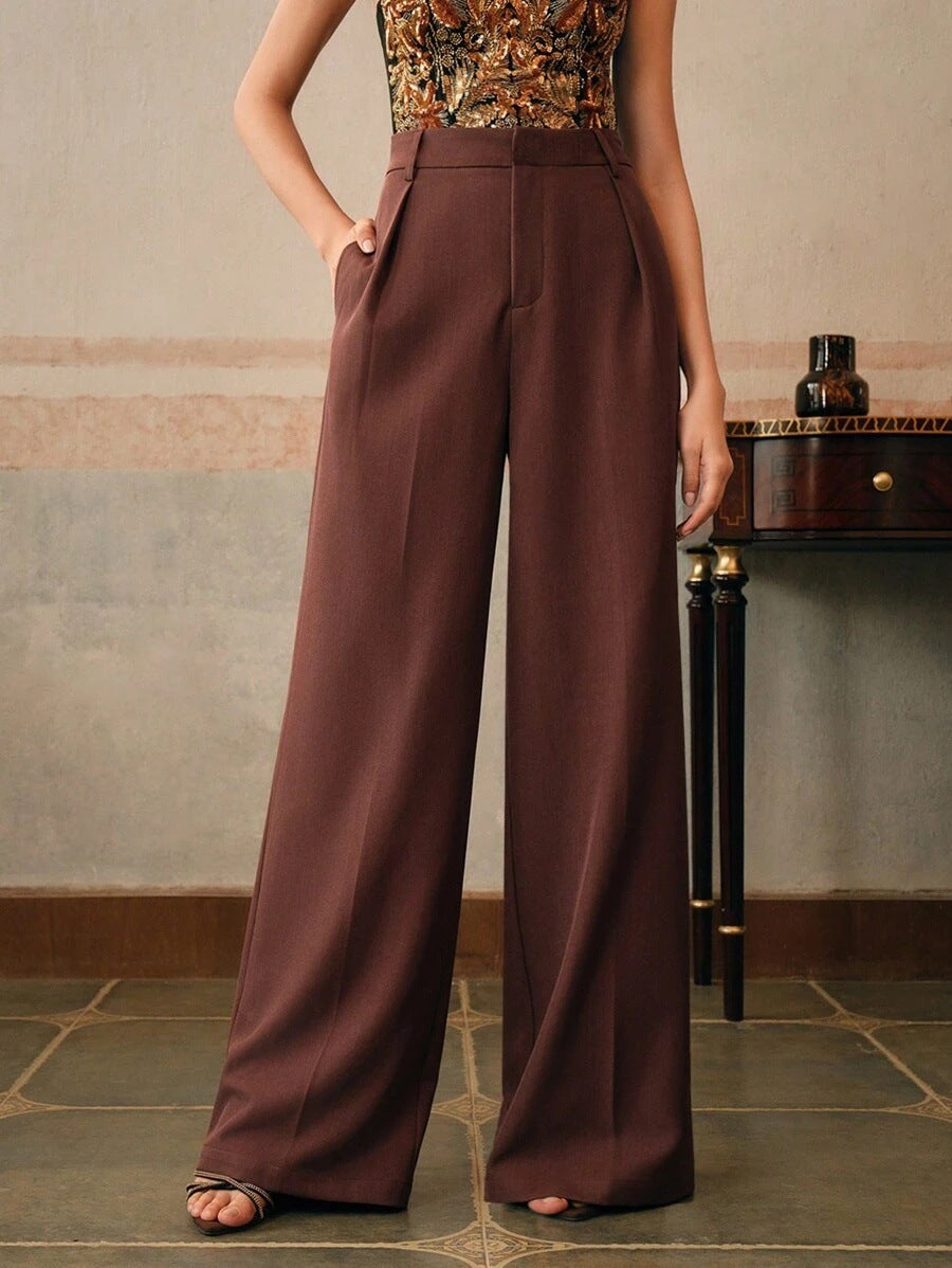 Ursula Schwarz Hochtaillierte Wide-Leg-Hose für Damen | Elegante Weite Passform - S/M/L/XL/2XL
