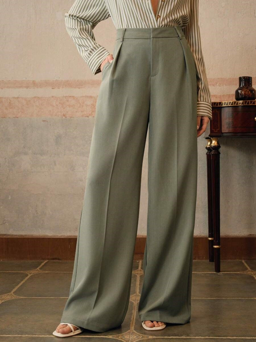 Ursula Schwarz Hochtaillierte Wide-Leg-Hose für Damen | Elegante Weite Passform - S/M/L/XL/2XL