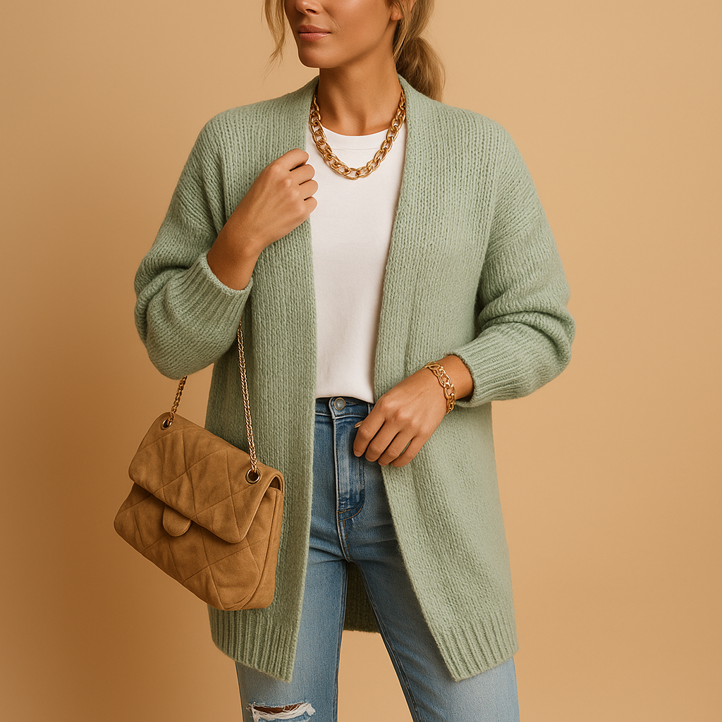 Margit Schwarz Longline Offene Strickjacke für Damen | Oversized Casual Stil - S/M/L/XL/2XL