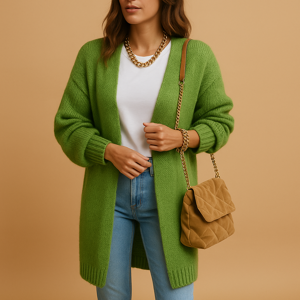 Margit Schwarz Longline Offene Strickjacke für Damen | Oversized Casual Stil - S/M/L/XL/2XL