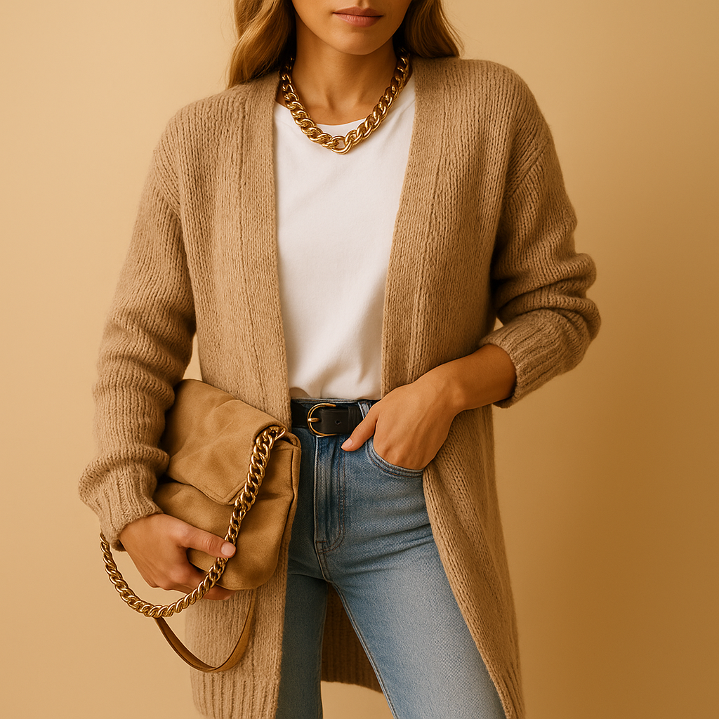 Margit Schwarz Longline Offene Strickjacke für Damen | Oversized Casual Stil - S/M/L/XL/2XL
