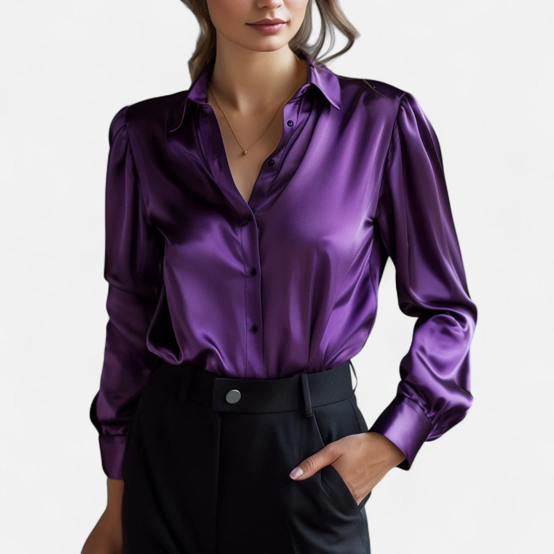 Cleo Damenbluse | Satin, Langarm 0