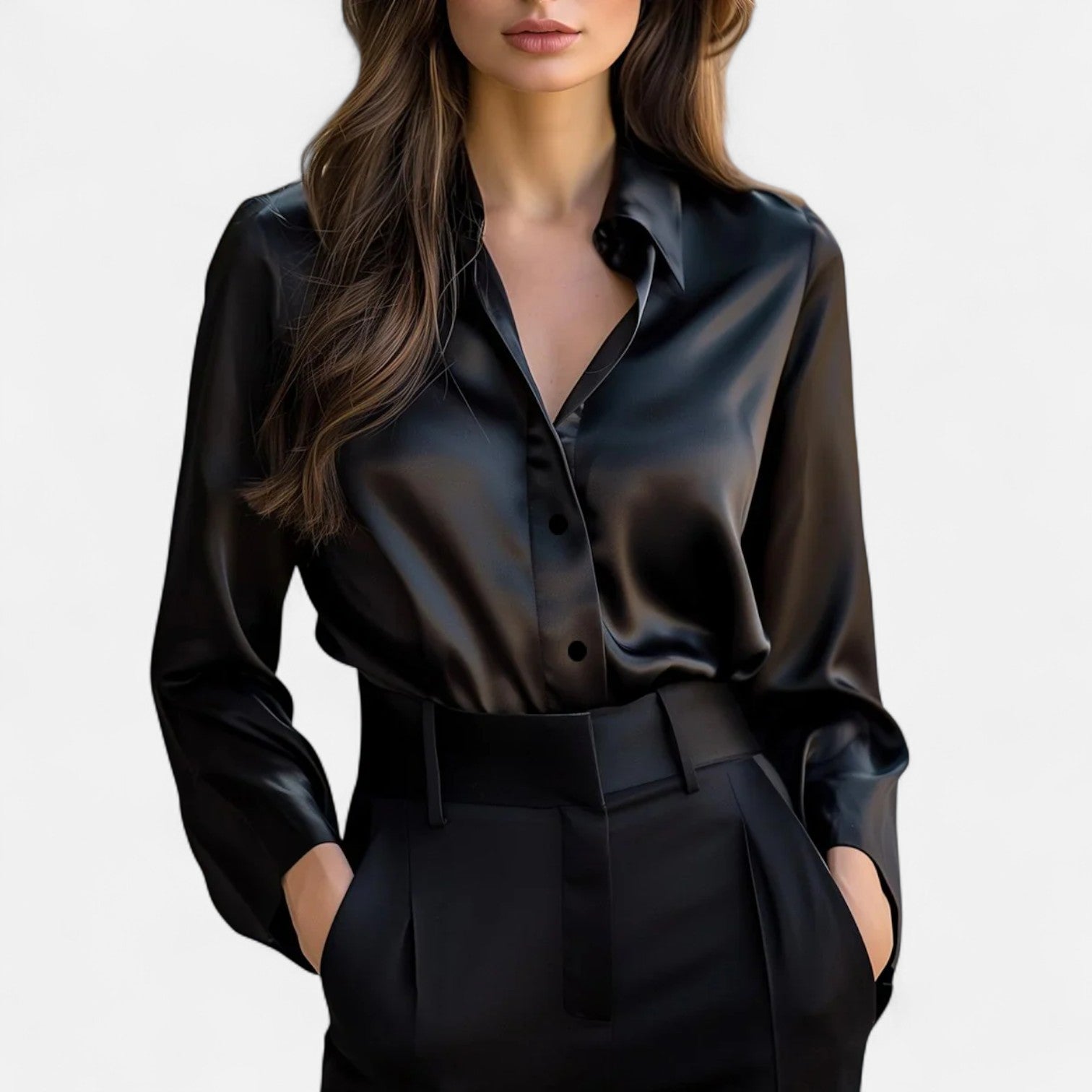 Cleo Damenbluse | Satin, Langarm 3