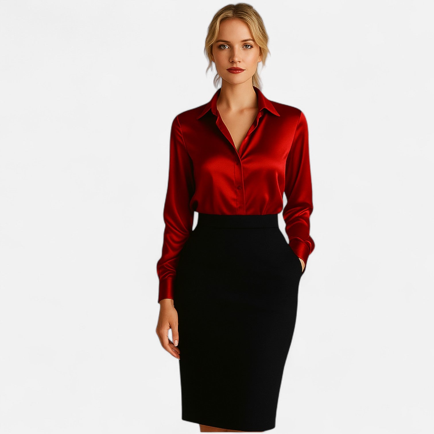 Cleo Damenbluse | Satin, Langarm 5