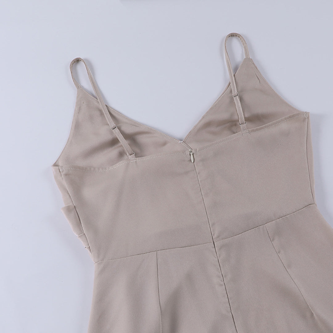 Monika Schwarz Spaghetti-Träger Cowl-Neck Maxikleid für Damen | Figurbetonend Elegant | Seitenschlitz - S-3XL