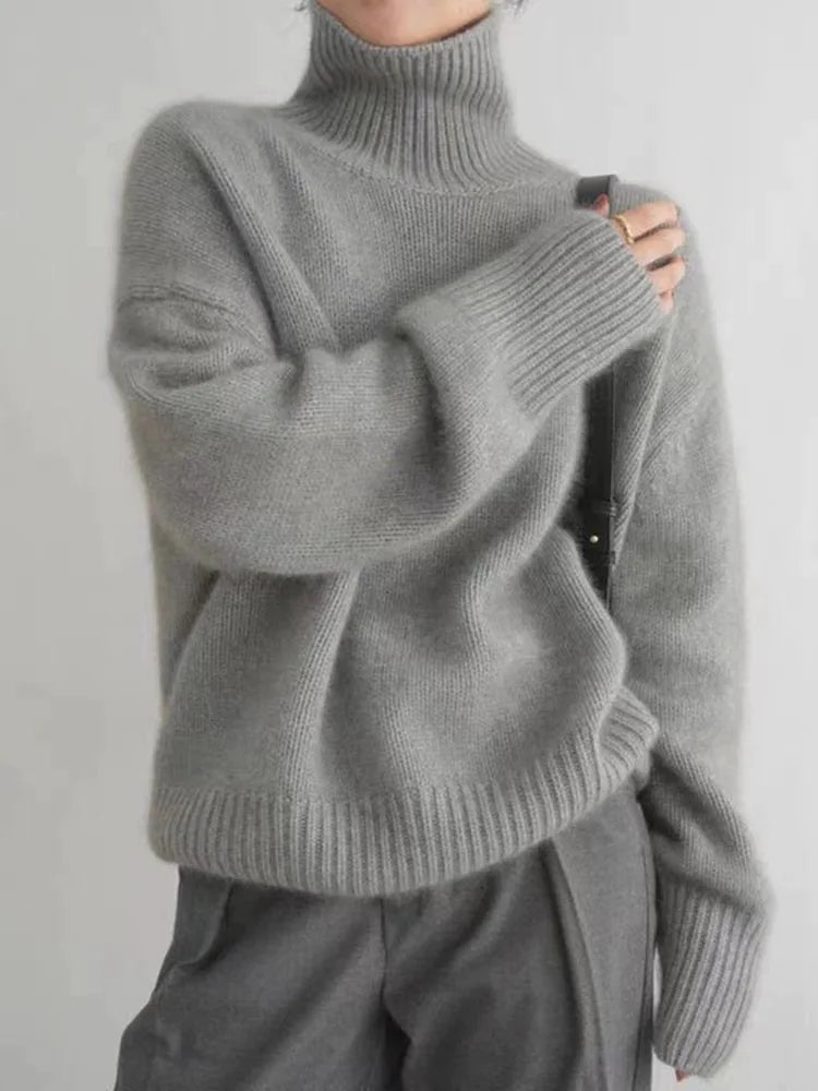 Gertrud Beige Oversized Rollkragenpullover für Damen | Kaschmirweich Winter Casual - S/M/L/XL/2XL/3XL