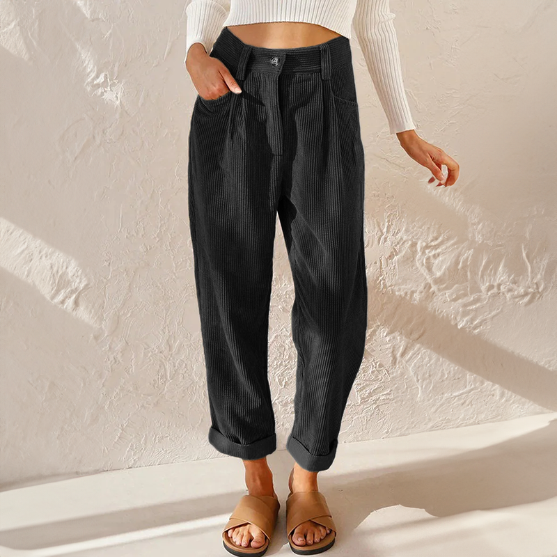 Cora Damen Cordhose | Hohe Taille, Bequemer Schnitt 2