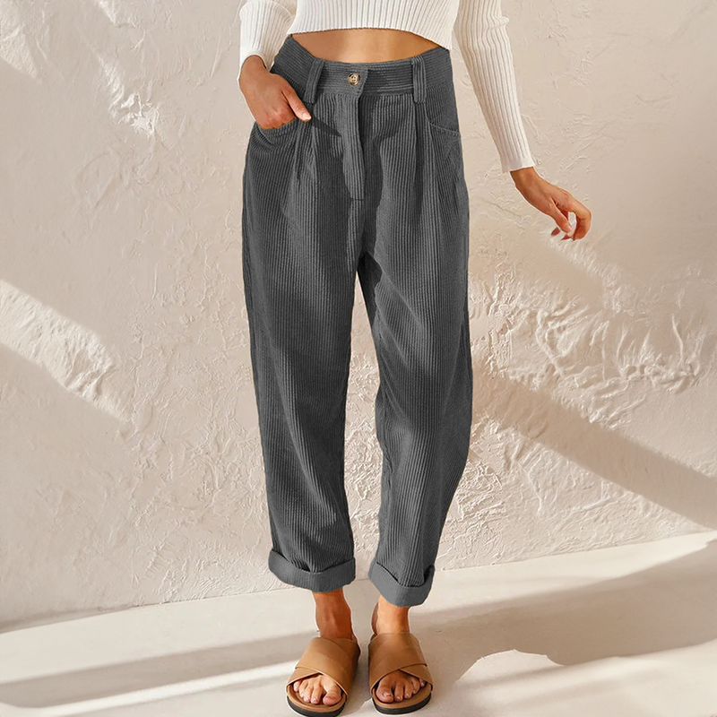 Cora Damen Cordhose | Hohe Taille, Bequemer Schnitt 3