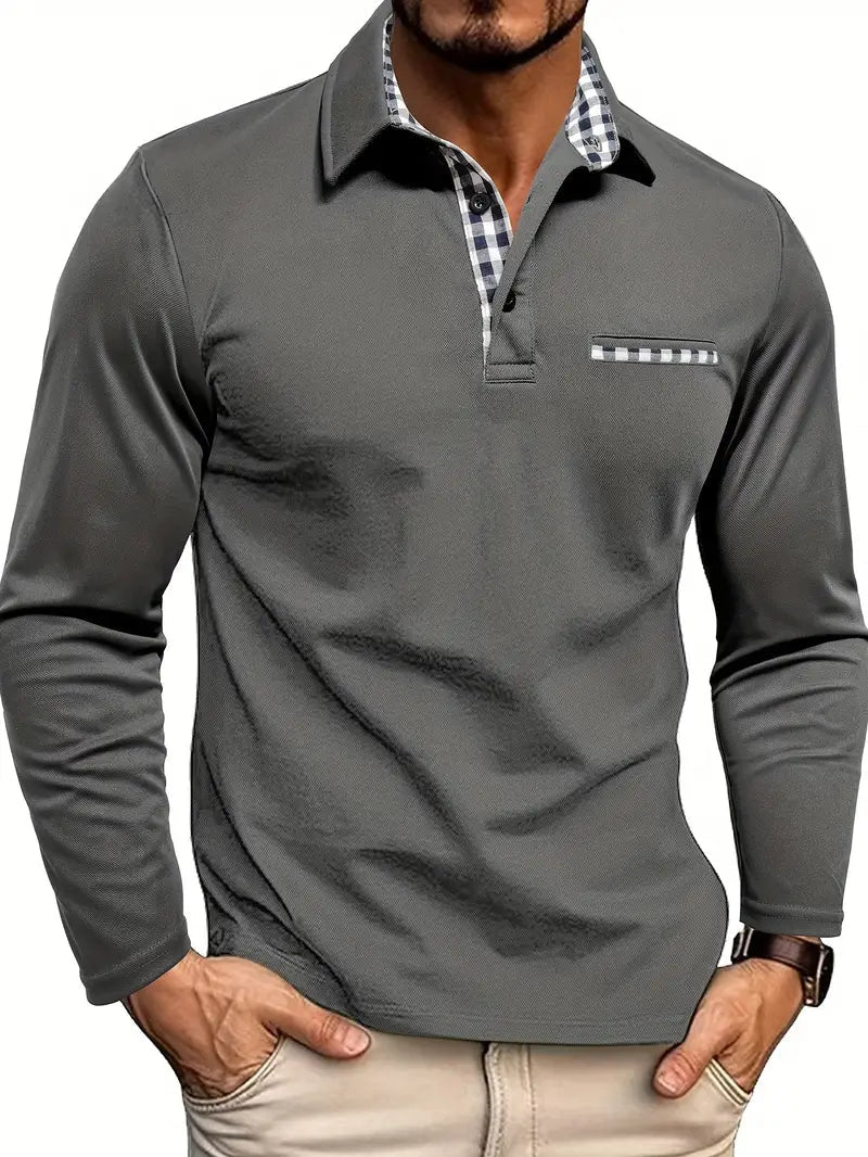 Cris Herren Polo Shirt | Weicher Stoff für den Winter, Langarm Poloshirt 0