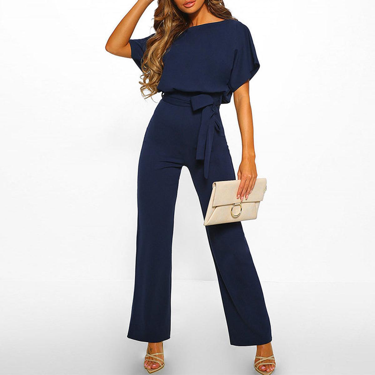 Crisna Damen Jumpsuit | Weites Bein, Bindegürtel, Creme-Beige 2