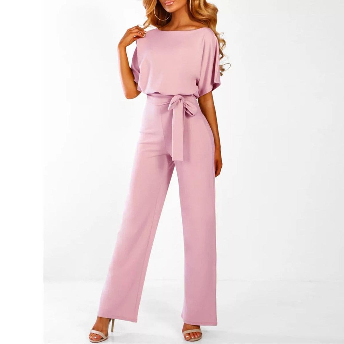 Crisna Damen Jumpsuit | Weites Bein, Bindegürtel, Creme-Beige 4