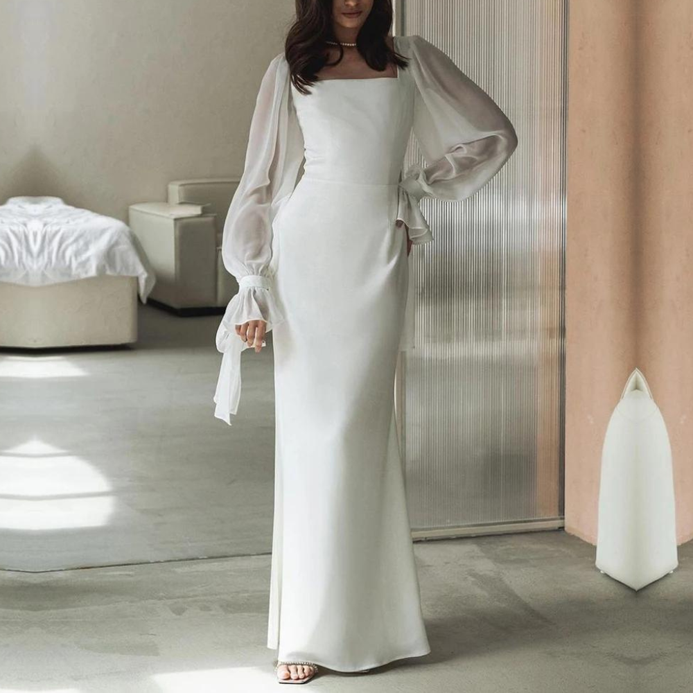 Dalia Damen Hochzeitskleid | Maxi-Länge mit langen Ärmeln 1