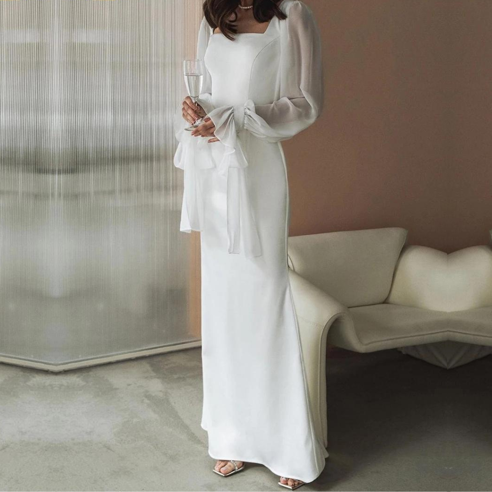 Dalia Damen Hochzeitskleid | Maxi-Länge mit langen Ärmeln 2