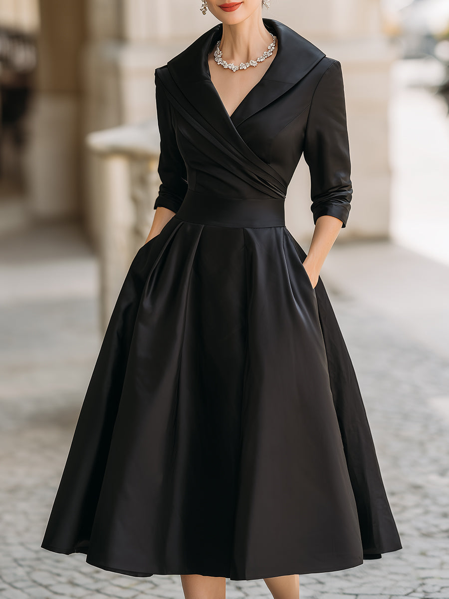 Dalia Damen Midi Kleid | Wickelkragen, Elegant 0
