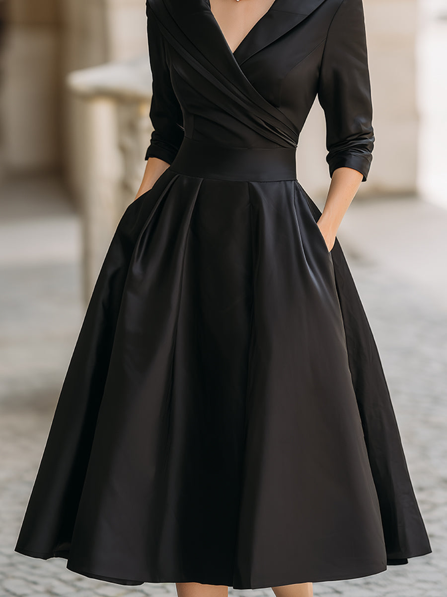 Dalia Damen Midi Kleid | Wickelkragen, Elegant 2