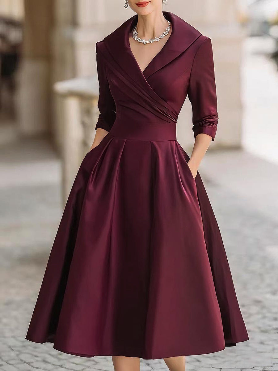 Dalia Damen Midi Kleid | Wickelkragen, Elegant 5