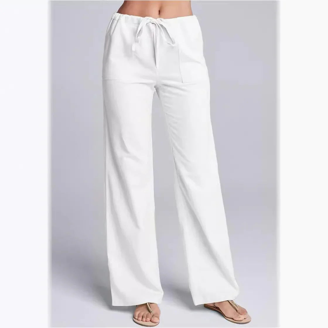 Margrit Weiss Leinenoptik Wide-Leg Hose für Damen | Leichter Komfort zeitloser Stil | Sommer Alltag