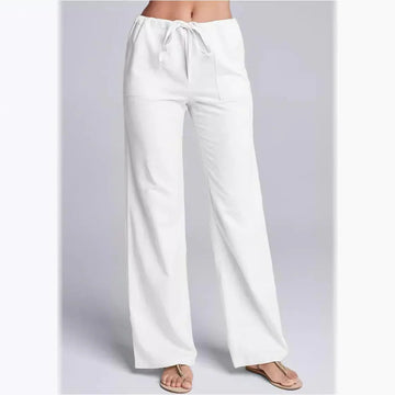 Margrit Weiss Leinenoptik Wide-Leg Hose für Damen | Leichter Komfort zeitloser Stil | Sommer Alltag