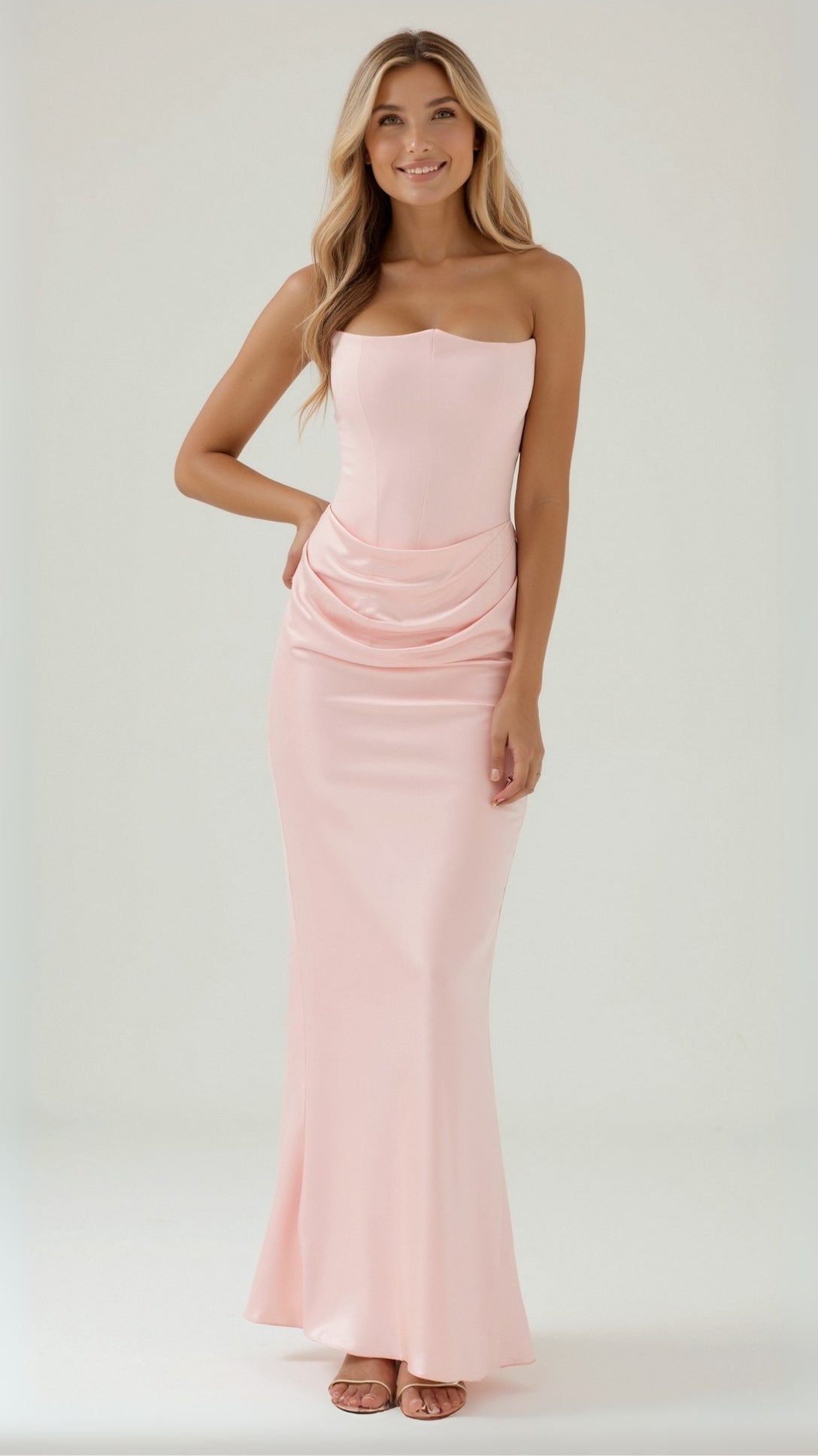 Dara Damen Abendkleid | Schulterfrei, Drapiert, Langes Abendkleid für Hochzeiten 3