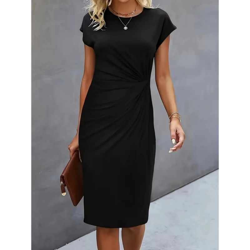 Dara Damen Midi Kleid | Figurbetont mit Seitlicher Drapierung 0