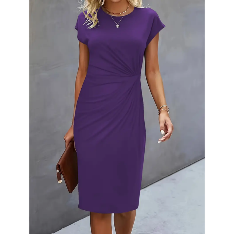 Dara Damen Midi Kleid | Figurbetont mit Seitlicher Drapierung 0