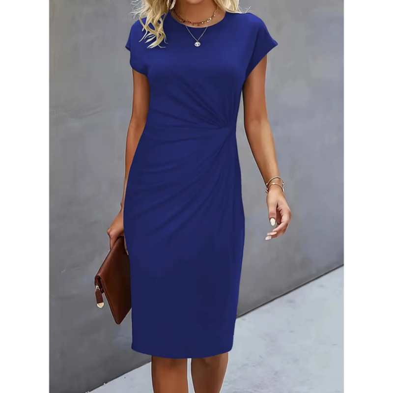 Dara Damen Midi Kleid | Figurbetont mit Seitlicher Drapierung 2