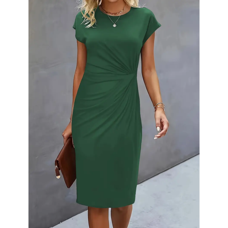 Dara Damen Midi Kleid | Figurbetont mit Seitlicher Drapierung 3