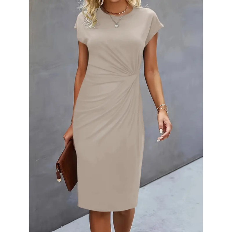 Dara Damen Midi Kleid | Figurbetont mit Seitlicher Drapierung 4