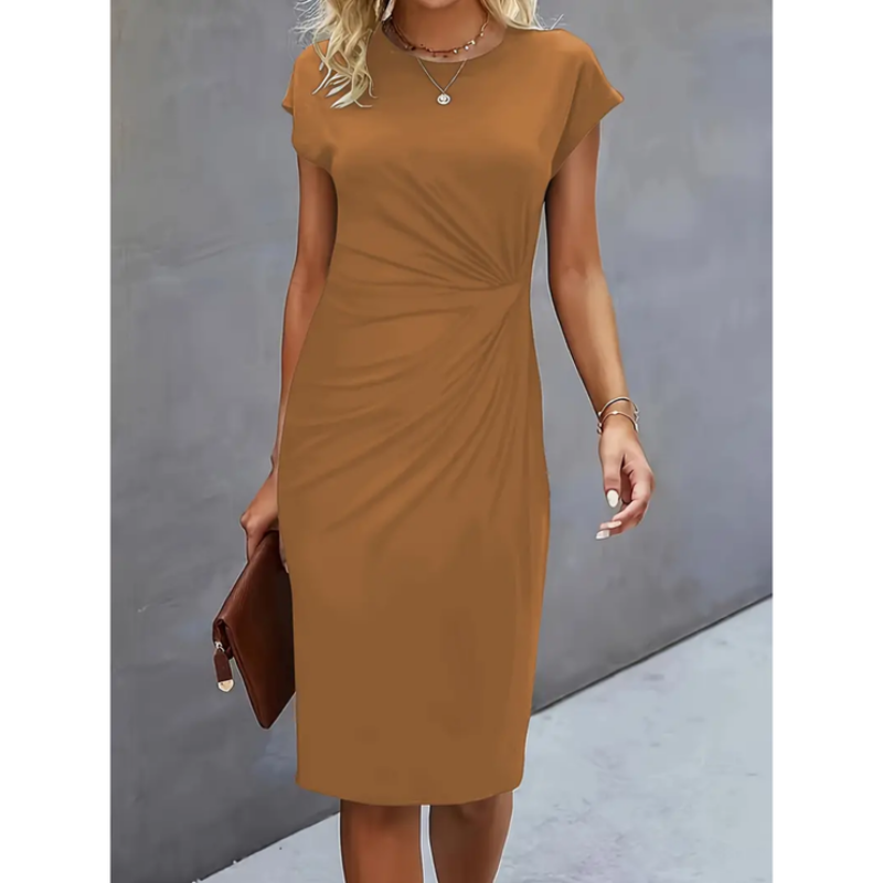Dara Damen Midi Kleid | Figurbetont mit Seitlicher Drapierung 5