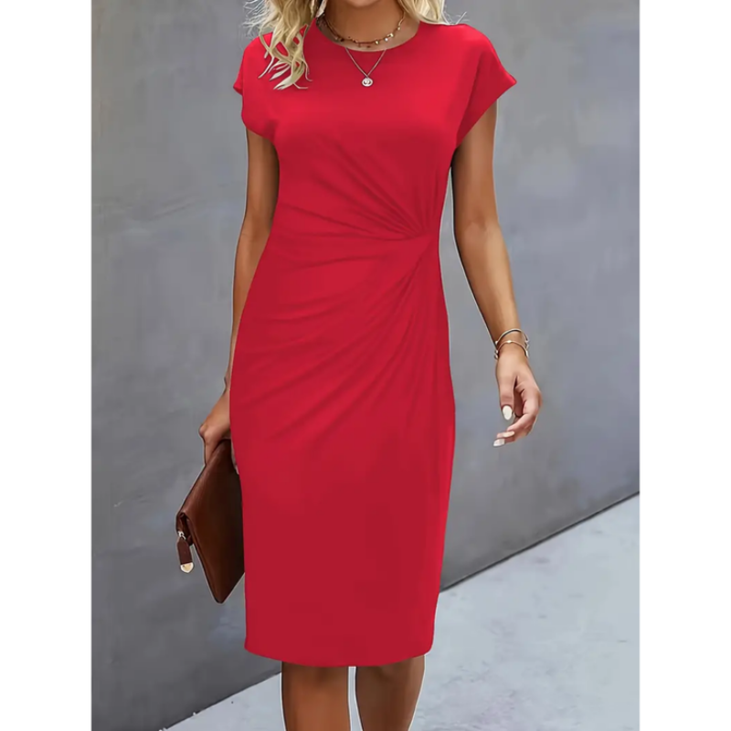 Dara Damen Midi Kleid | Figurbetont mit Seitlicher Drapierung 7