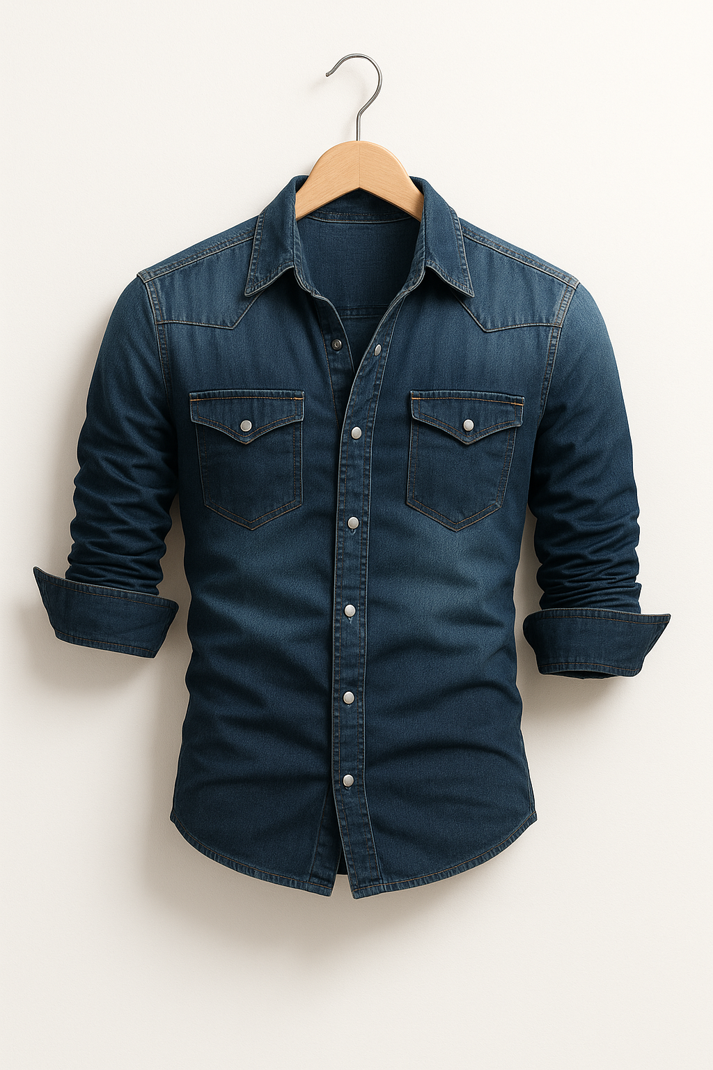 Dario Herren Denim Hemd | Klassischer Schnitt, Langarm 0