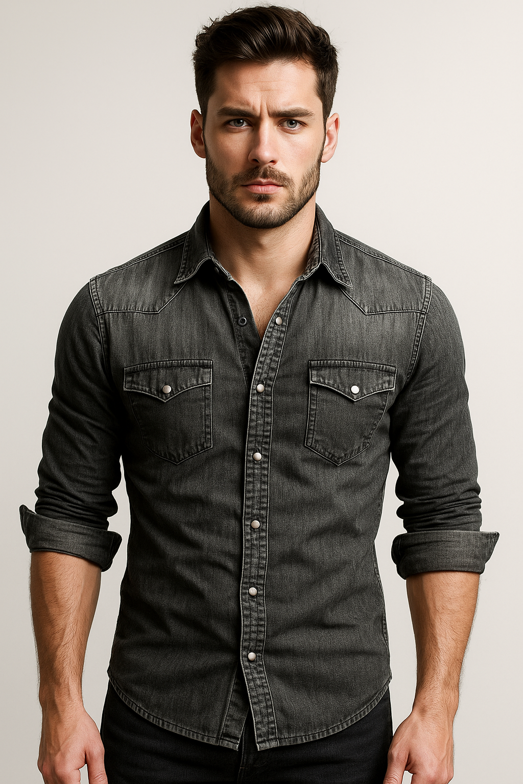 Dario Herren Denim Hemd | Klassischer Schnitt, Langarm 5