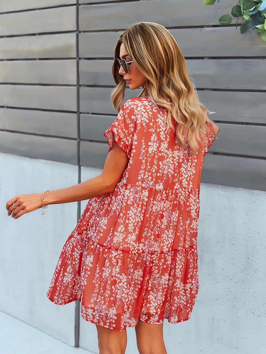 Elara Damen A-Linien-Kleid | Blumenmuster, Bequem 5