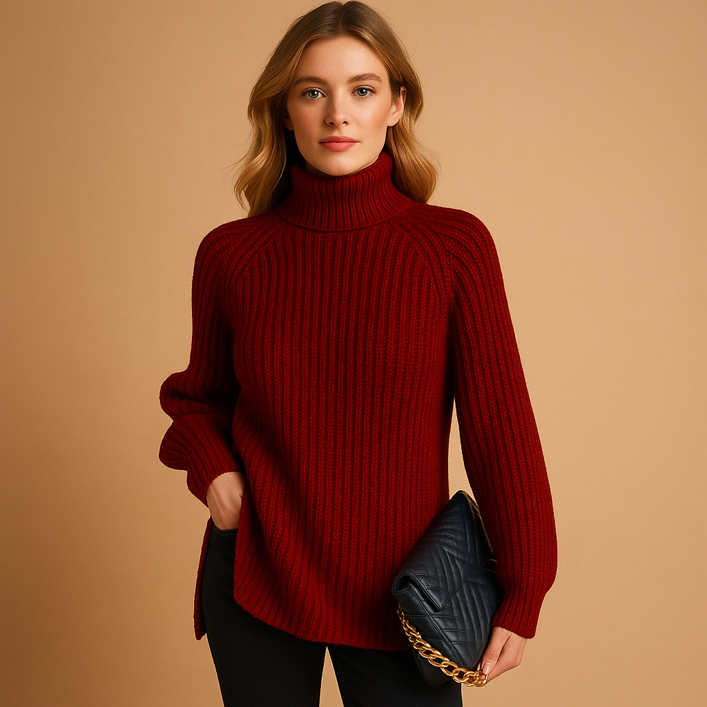 Margrit Schwarz Oversized Rollkragenpullover mit Grobstrick für Damen | Herbst Winter Casual - S/M/L/XL/2XL/3XL