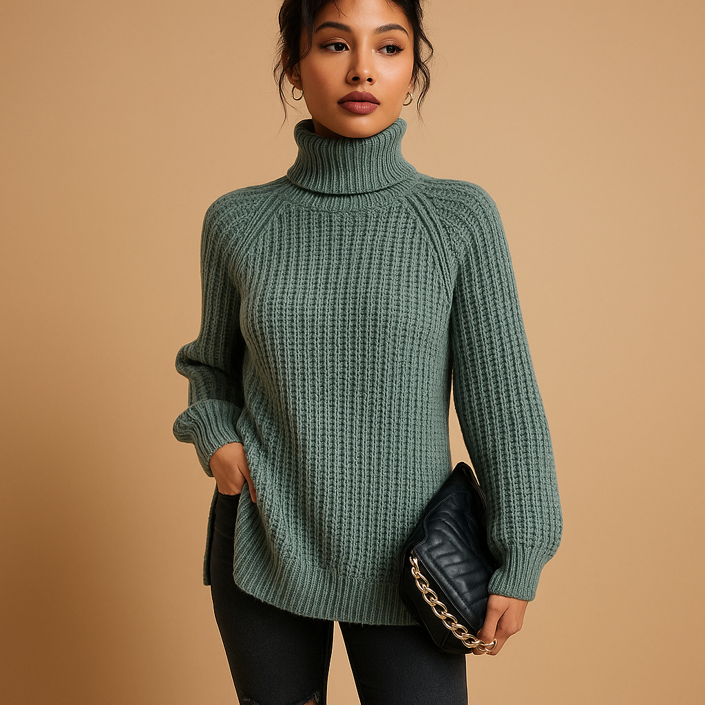 Margrit Schwarz Oversized Rollkragenpullover mit Grobstrick für Damen | Herbst Winter Casual - S/M/L/XL/2XL/3XL