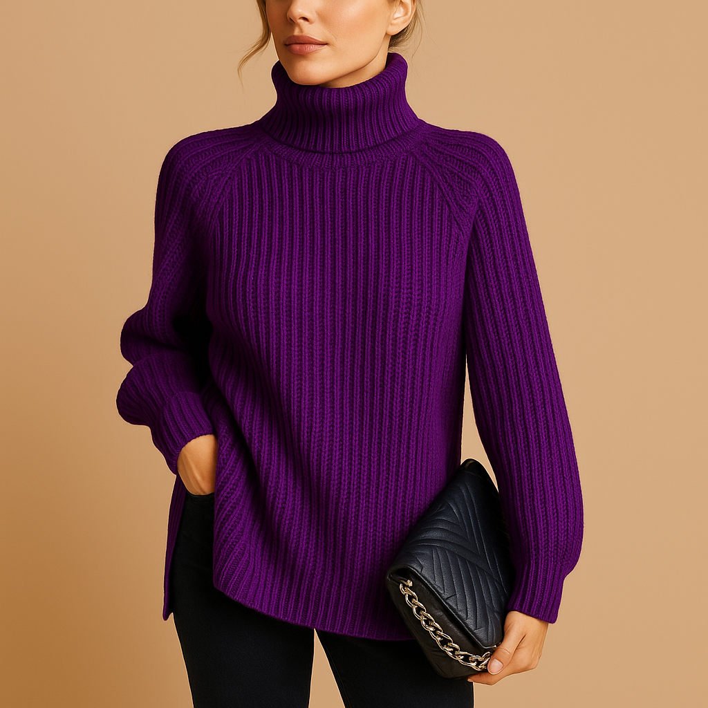 Margrit Schwarz Oversized Rollkragenpullover mit Grobstrick für Damen | Herbst Winter Casual - S/M/L/XL/2XL/3XL
