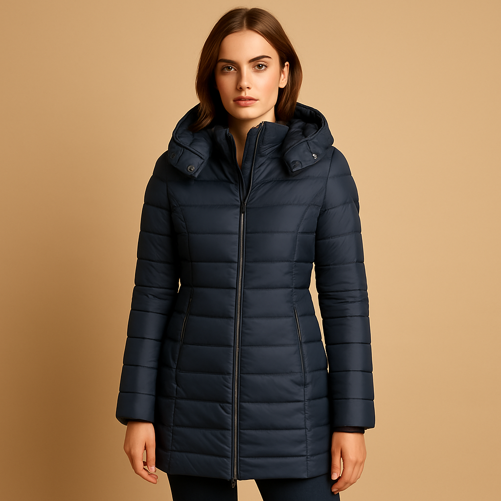 Lotti Schwarz Leichte Gesteppte Puffer-Jacke mit Kapuze für Damen | Winter Casual - XS/S/M/L/XL