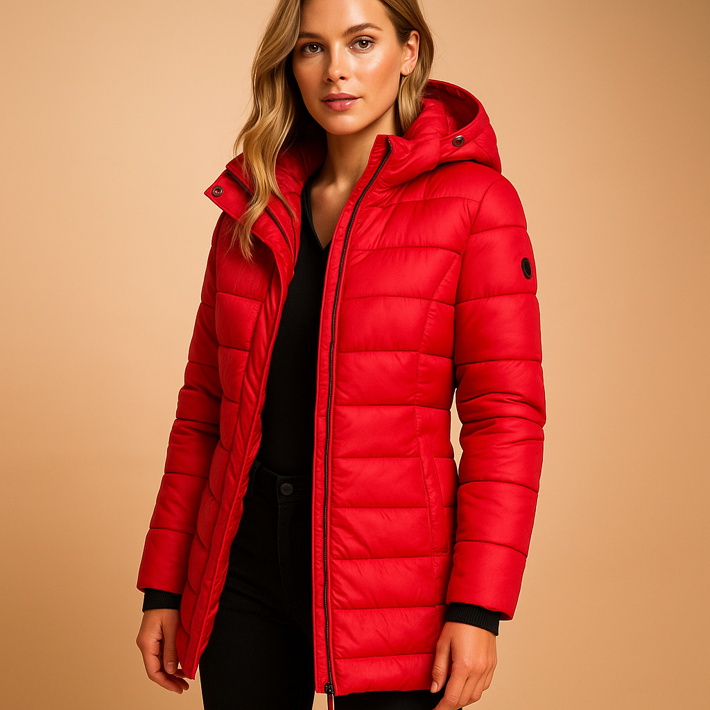 Lotti Schwarz Leichte Gesteppte Puffer-Jacke mit Kapuze für Damen | Winter Casual - XS/S/M/L/XL