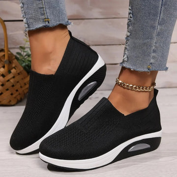 Elisabeth Schwarz Strick Slip-On Sneaker für Damen | Luftkissen-Dämpfung Casual - 36/37/38/39/40/41/42/43
