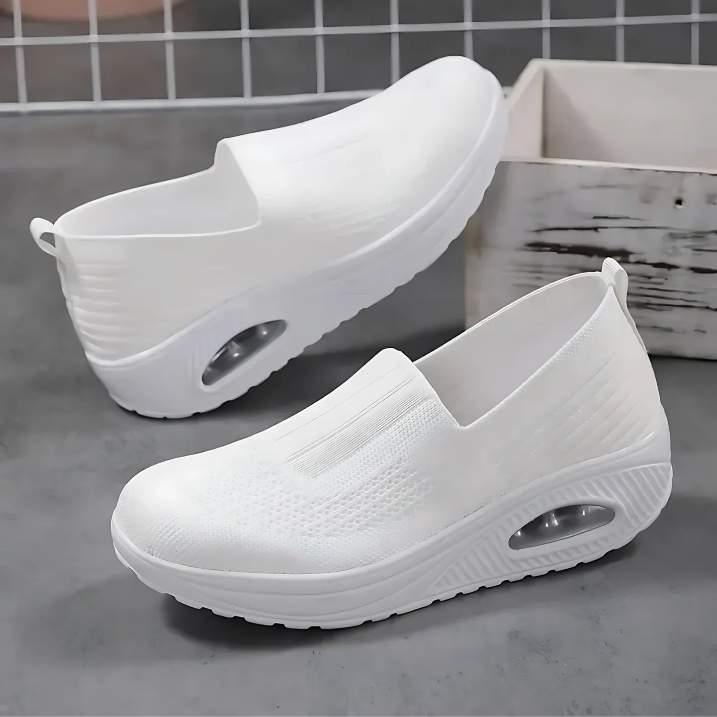 Elisabeth Schwarz Strick Slip-On Sneaker für Damen | Luftkissen-Dämpfung Casual - 36/37/38/39/40/41/42/43