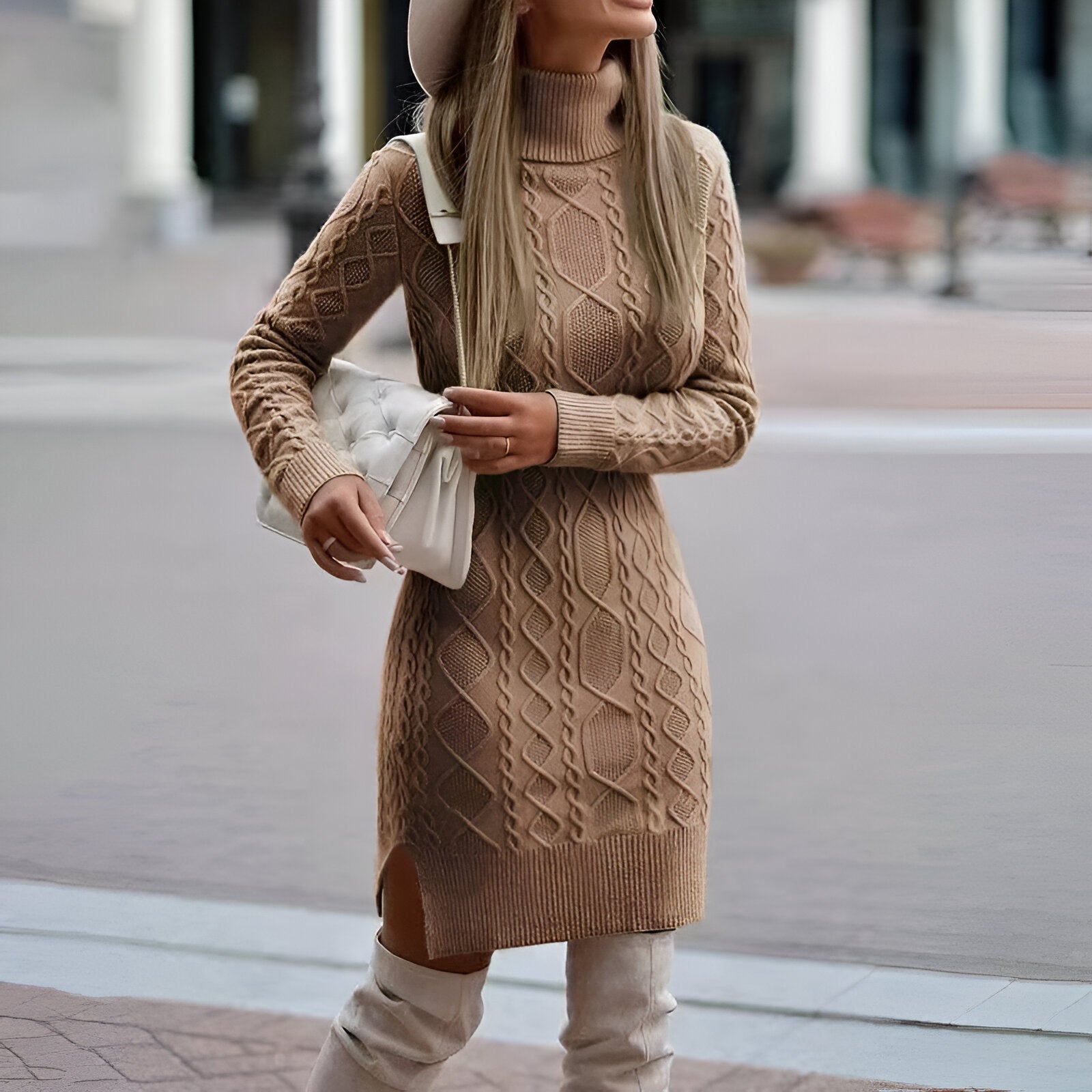 Elysia Damen Strickkleid | Hoher Kragen, Bequem und Elegant 2