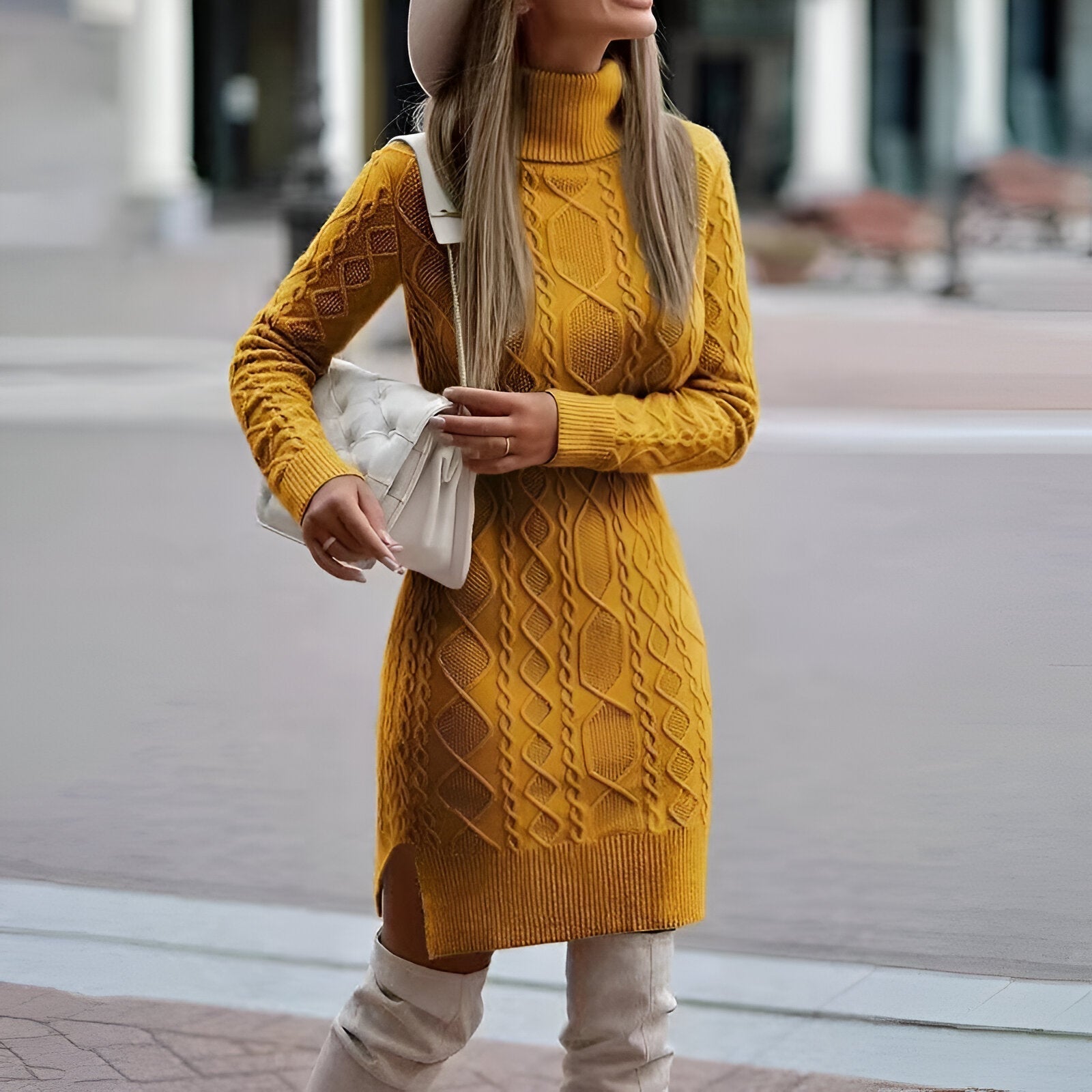 Elysia Damen Strickkleid | Hoher Kragen, Bequem und Elegant 4