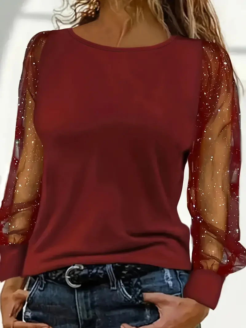 Elysia Damenbluse | Glänzender Stoff für Elegante Anlässe 1