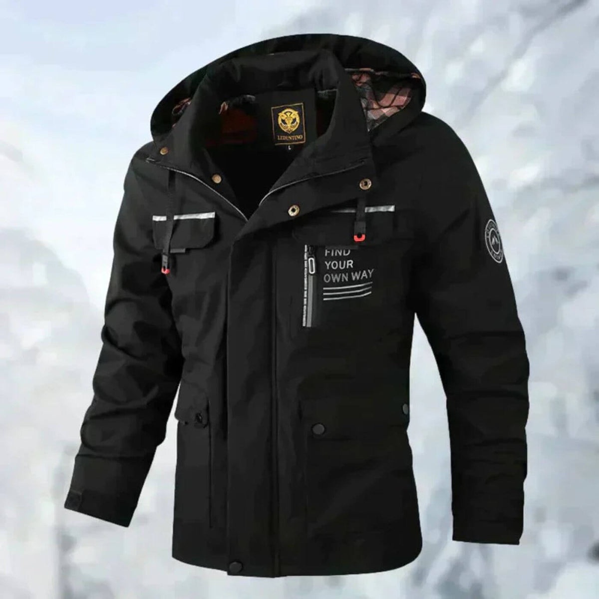 Benedikt Weiss Wasserdichte Outdoor-Jacke mit Kapuze für Herren | Winddicht Gefüttert Casual - S/M/L/XL/2XL/3XL/4XL/5XL