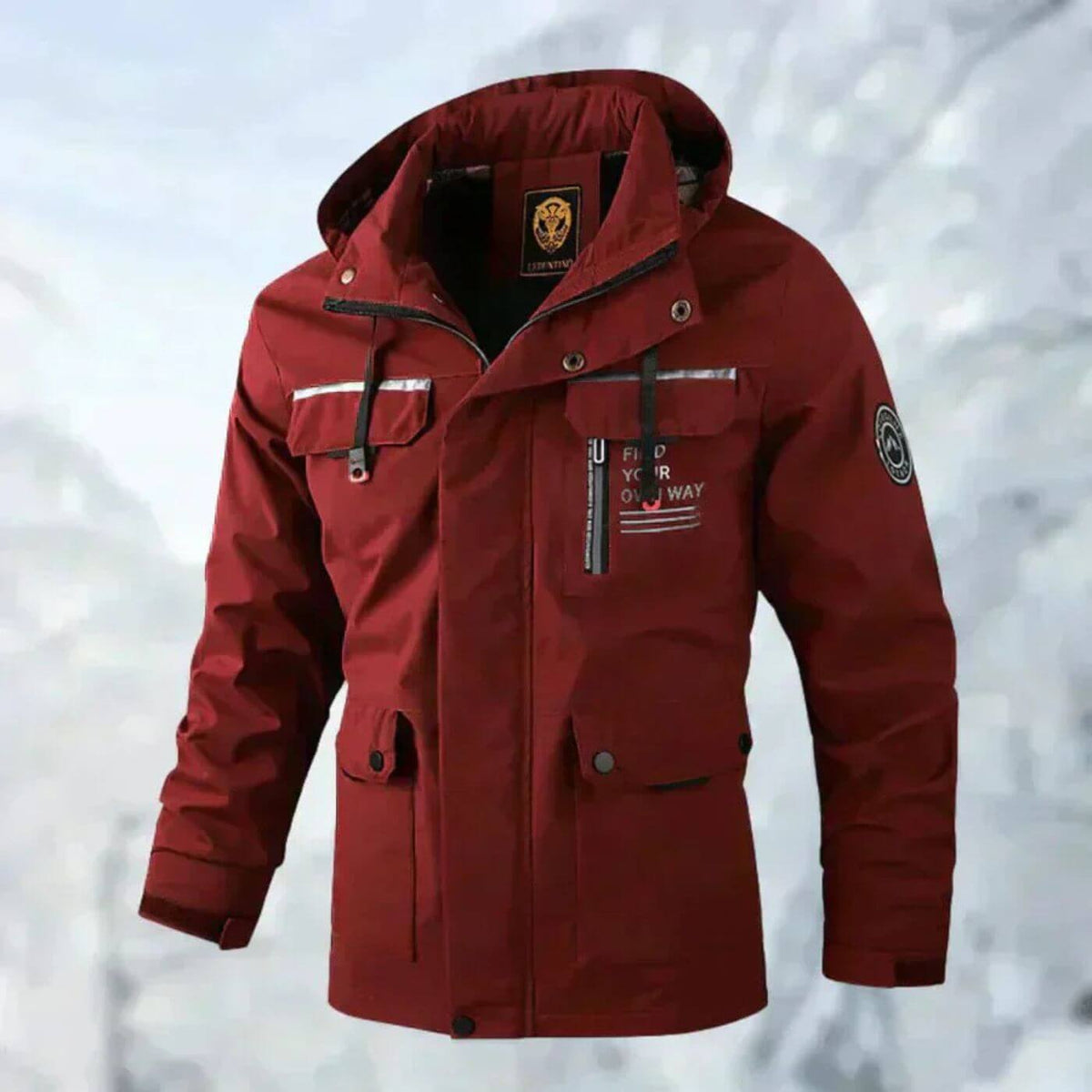 Benedikt Weiss Wasserdichte Outdoor-Jacke mit Kapuze für Herren | Winddicht Gefüttert Casual - S/M/L/XL/2XL/3XL/4XL/5XL