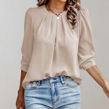 Evelyn Damen Bluse | Puffärmel, Plissee-Design, Elegante Bluse 0