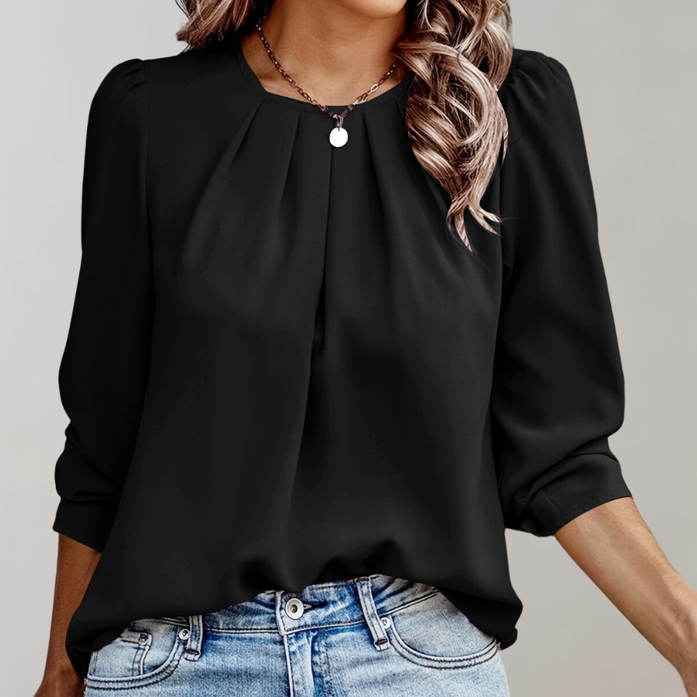 Evelyn Damen Bluse | Puffärmel, Plissee-Design, Elegante Bluse 1