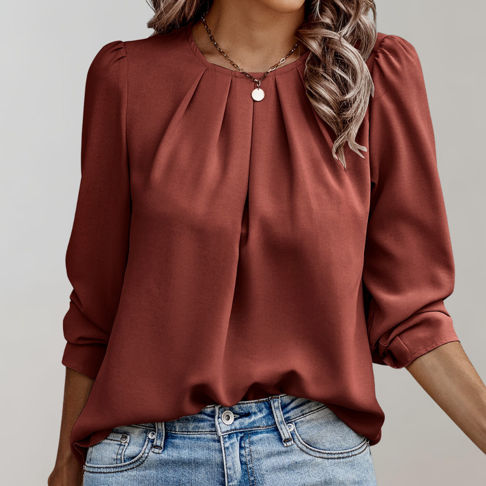 Evelyn Damen Bluse | Puffärmel, Plissee-Design, Elegante Bluse 3