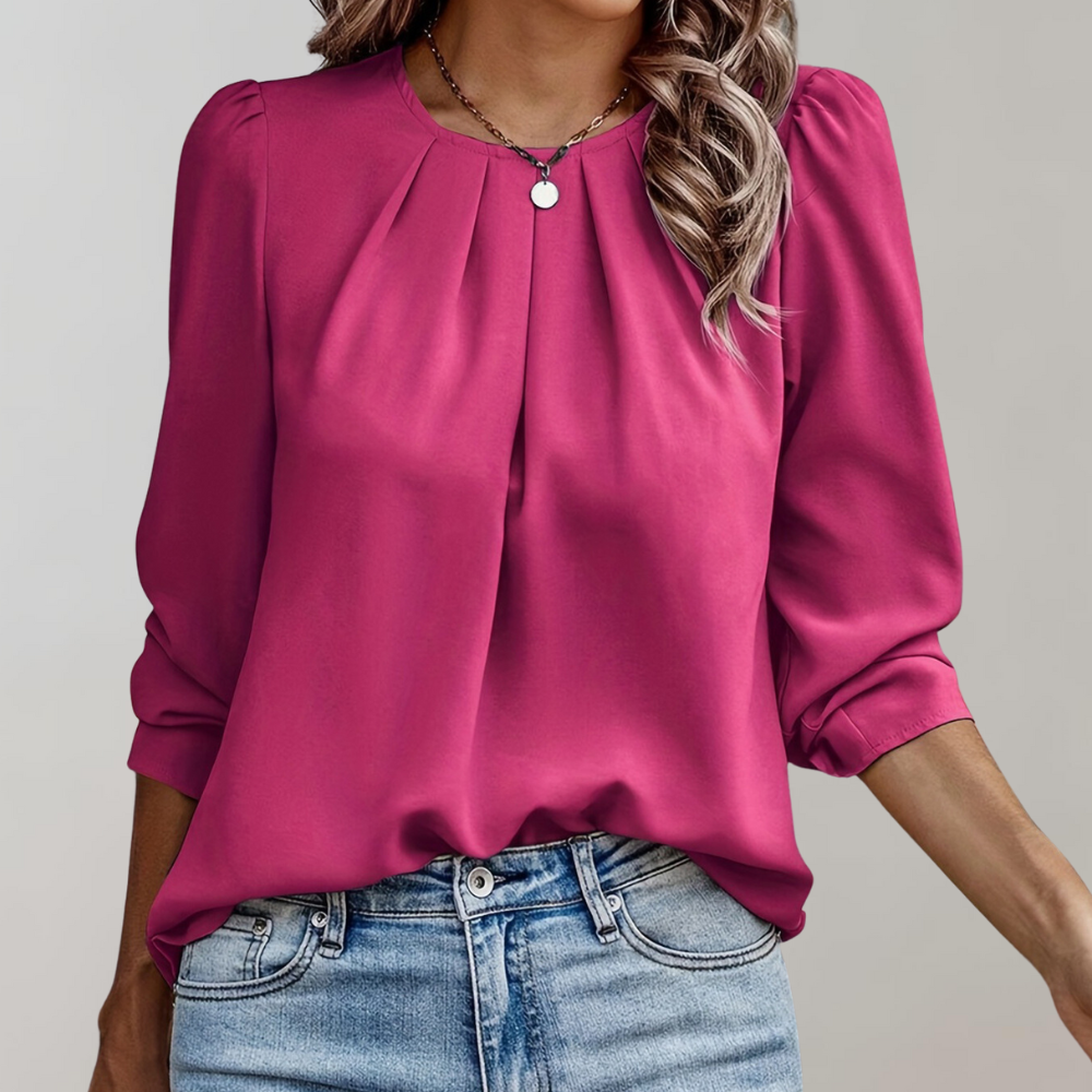 Evelyn Damen Bluse | Puffärmel, Plissee-Design, Elegante Bluse 4