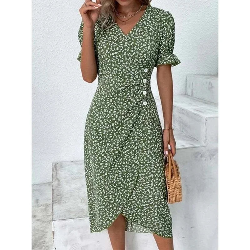 Evelyn Damen Midi Kleid | Plissee mit Blumenmuster 0